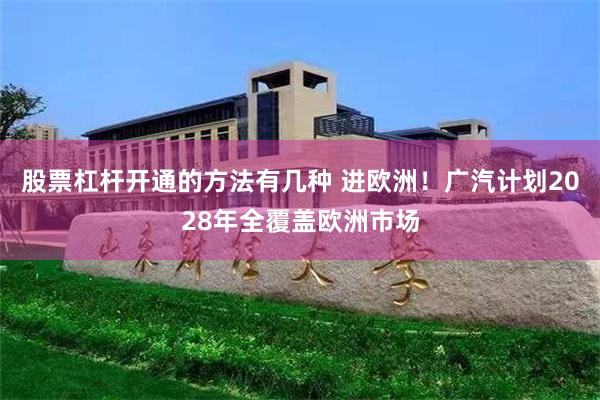 股票杠杆开通的方法有几种 进欧洲！广汽计划2028年全覆盖欧洲市场